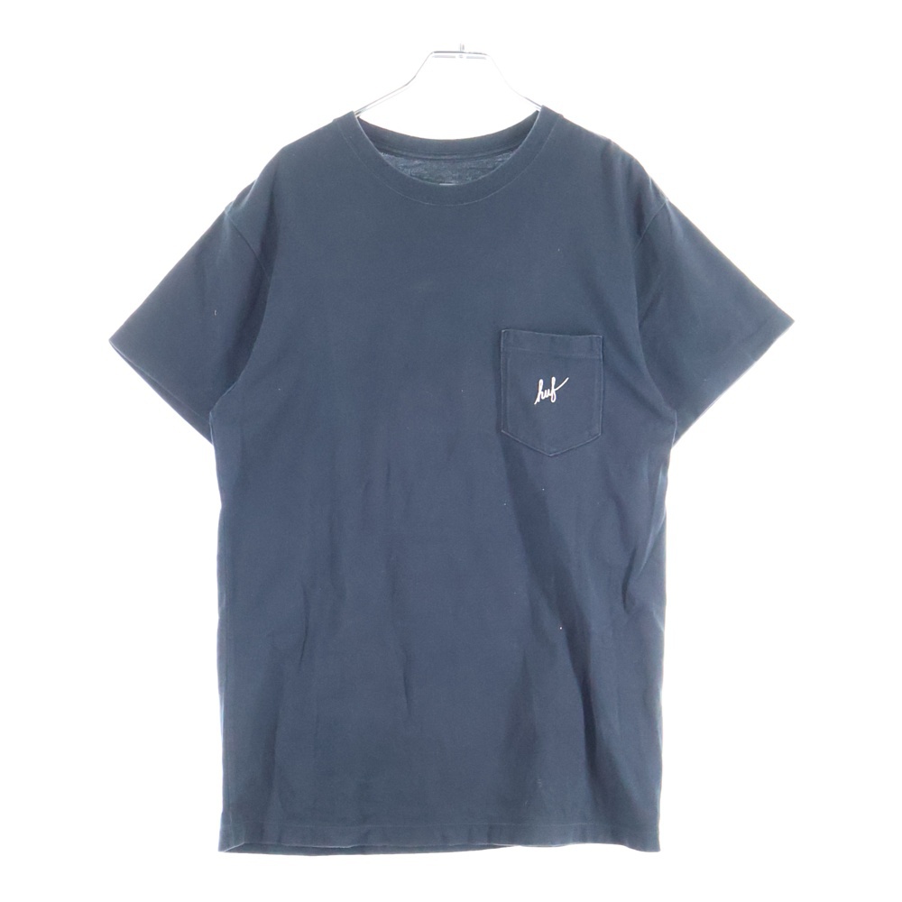ロゴ刺繍 コットン クルーネック 半袖Tシャツ カットソー ブラック Bランク