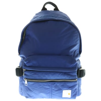 ×CARHARTT WIP カーハート マルチポケット ロゴデザインパッチ バックパック リュックサック ブルー Bランク