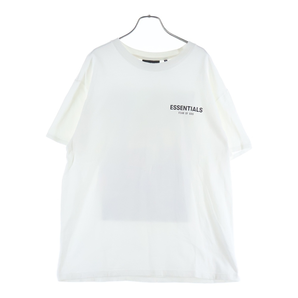 背面フラワーフォトプリント クルーネック半袖Tシャツ カットソー ホワイト Bランク