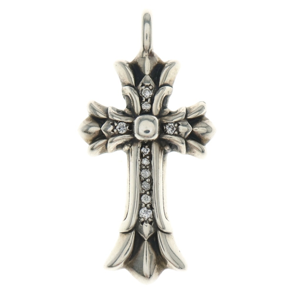 DBL CH CRS ダブルCHクロスチャーム PAVEダイヤ ペンダントトップ シルバー Bランク