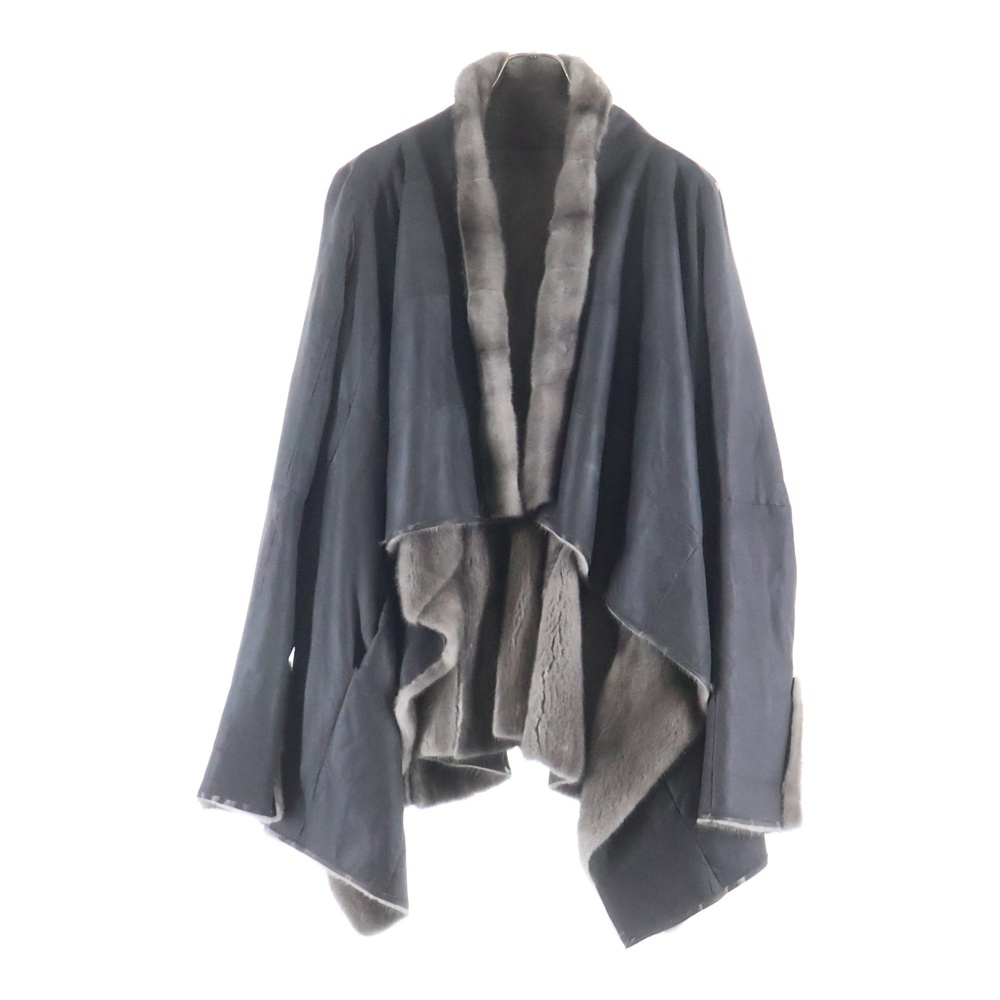 ×Rick Owens Fleur de Lis Fur Jacket×リック オウエンス コラボ ミンクファー ハート ジャケット レディース グレー Bランク