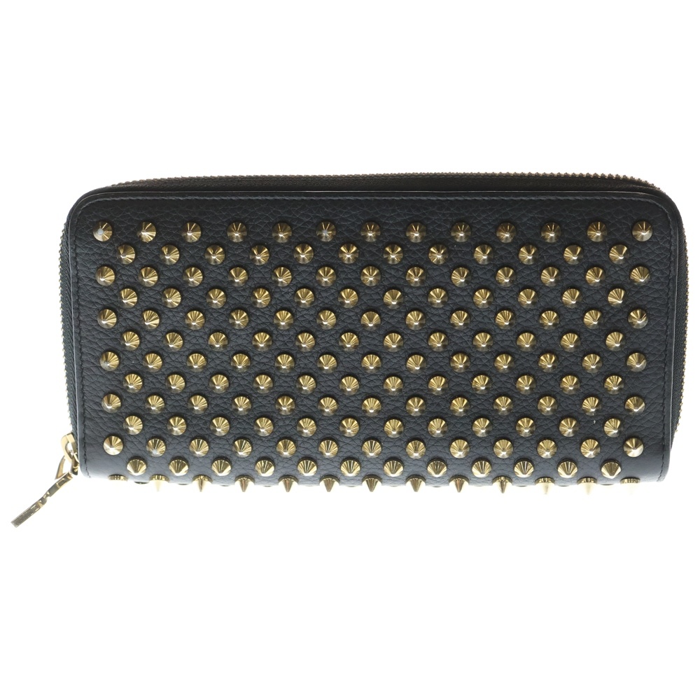PANETTONE WALLET パネトーネ スパイクスタッズ ラウンドファスナー レザーロングウォレット 長財布 ブラック/ゴールド 3135058 Bランク