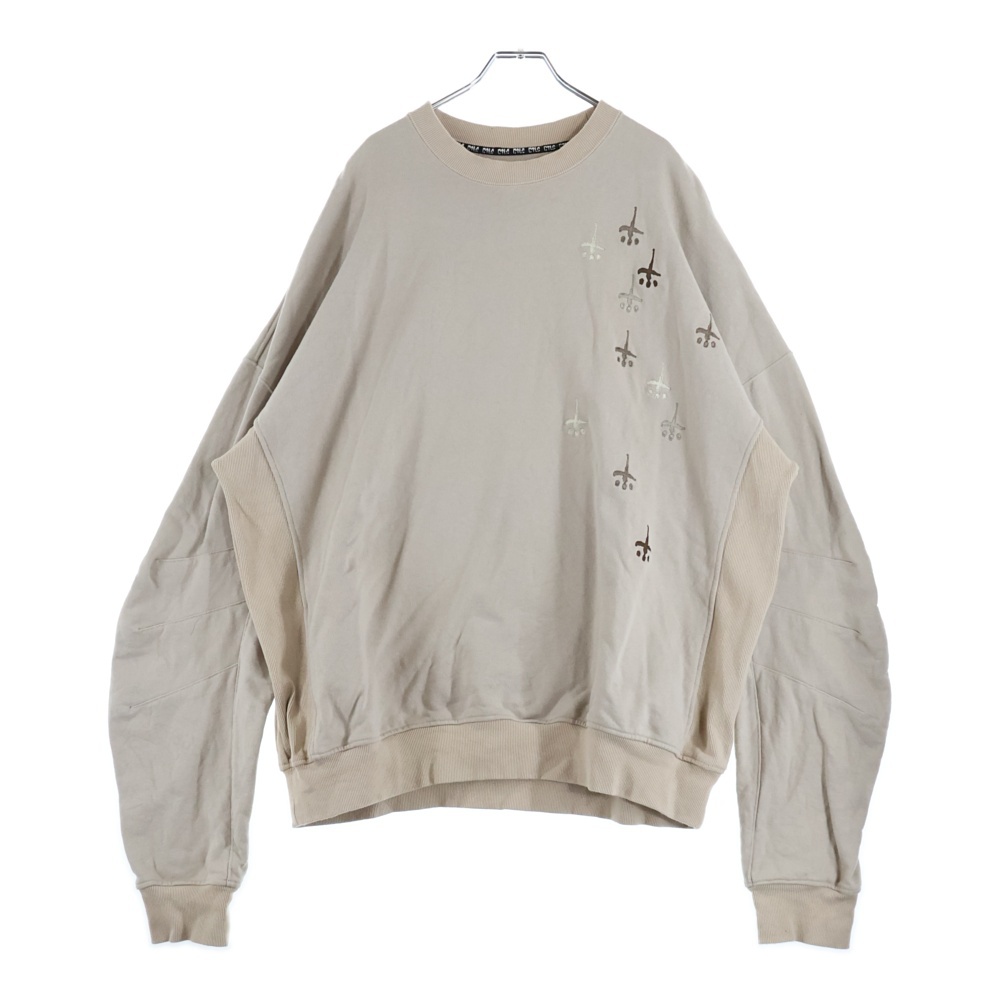 ROYAL FRASH別注 エンブロイダリーデザイン クルーネック スウェット セーター ベージュ 240103RF01 Bランク