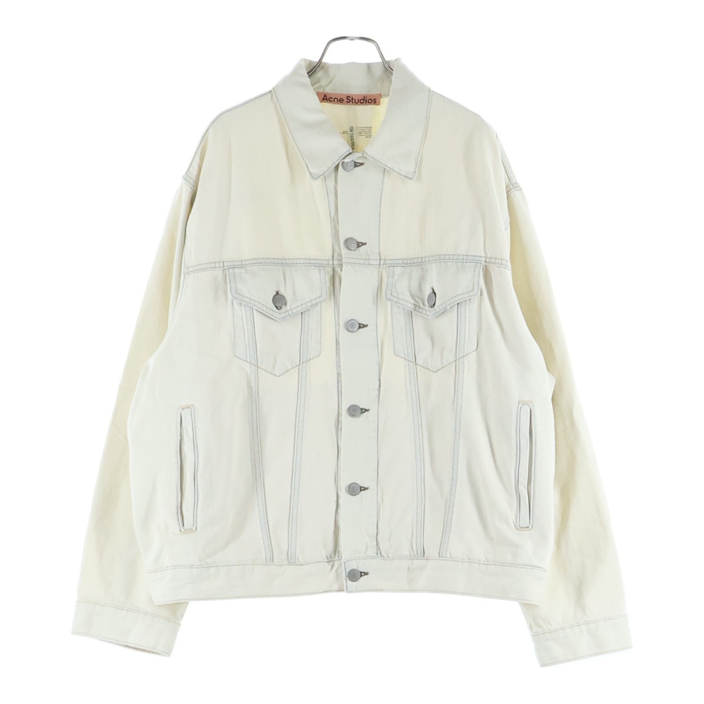 リラックスフィット フロントボタン デニムジャケット ホワイト FN-UX-OUTW000048 Bランク