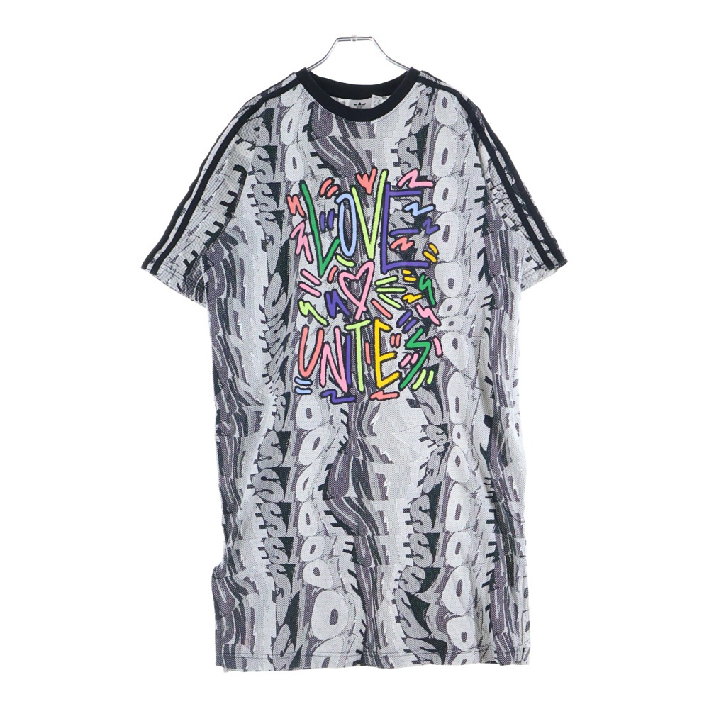 ラブユナイツ ドゥードゥル 総柄半袖Tシャツ ワンピース レディース ホワイト HC3083 Aランク