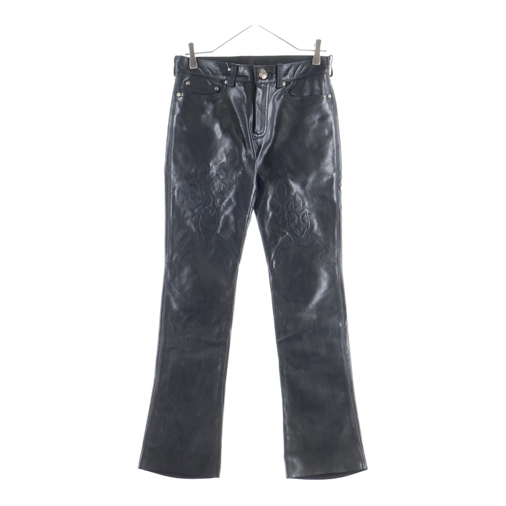 クロムハーツ LTHR PANTS フレアパッチ レザーフレア パンツ ブラック
