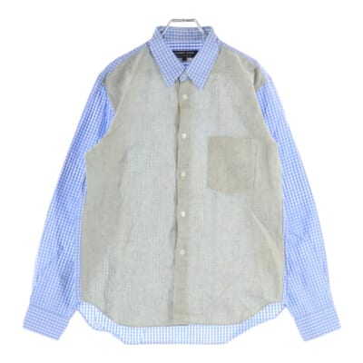 19AW AD2019 ドッキング ロングスリーブ ギンガムチェックシャツ ブルー/グレー DD-B030 Bランク