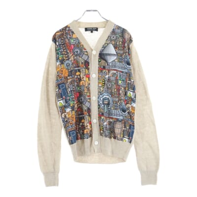 20SS AD2019 ポリ切り替え ロングスリーブ ニットカーディガン マルチカラー DE-N006 Bランク