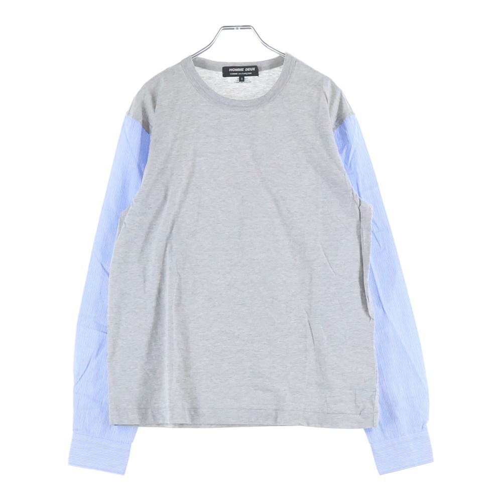 23AW AD2023 袖切り替え クルーネック長袖Tシャツ カットソー グレー/ブルー DL-T003 Aランク