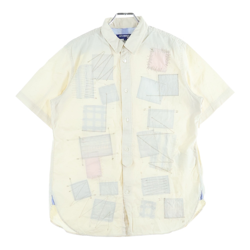 20SS AD2019 パッチワーク刺繍加工 半袖コットンシャツ ホワイト WE-B012 Cランク