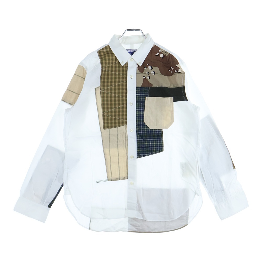 20AW AD2020 パッチワーク切替 長袖ボタンシャツ ホワイト WE-B021 Bランク