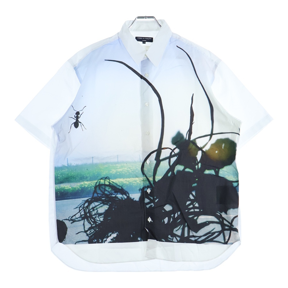 24SS AD2023 STEPHEN GILL ステーブンギル フロントフォトプリント 半袖ボタンシャツ ホワイト HM-B027 Bランク