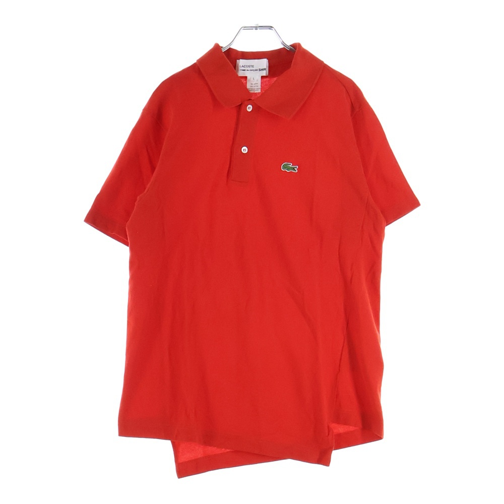 ×LACOSTE ラコステ フロント刺繍 ショートスリーブ ポロシャツ レッド FL-T003 Bランク