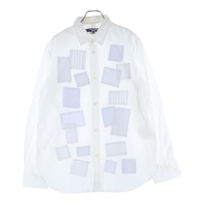 24SS AD2023 パッチワーク ロングスリーブ コットンシャツ ホワイト WM-B003 Bランク