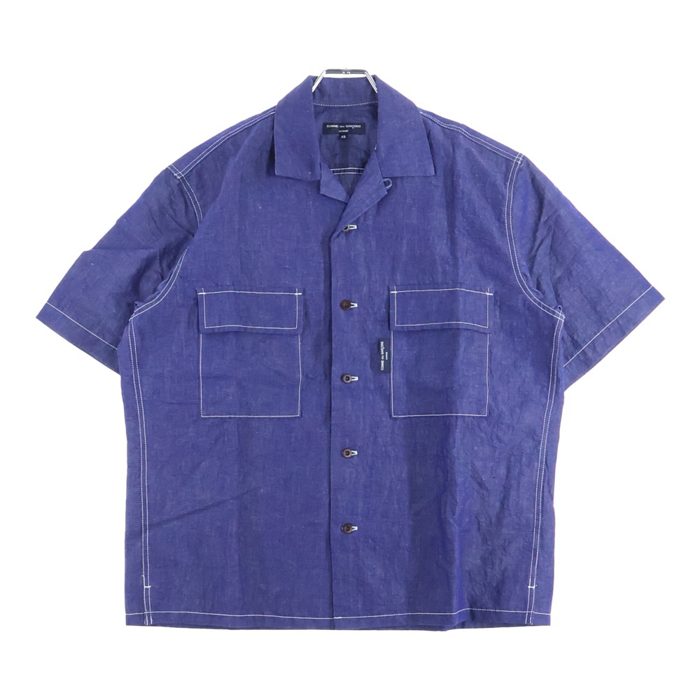 コムデギャルソンオム 22SS AD2021 半袖リネンオープンカラーシャツ