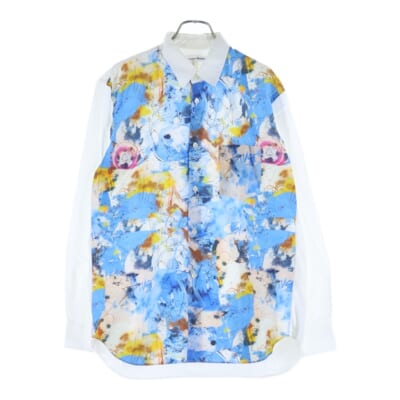 20AW × FUTURA フューチュラ 総柄 グラフィック 長袖 シャツ ブルー W28006 Bランク