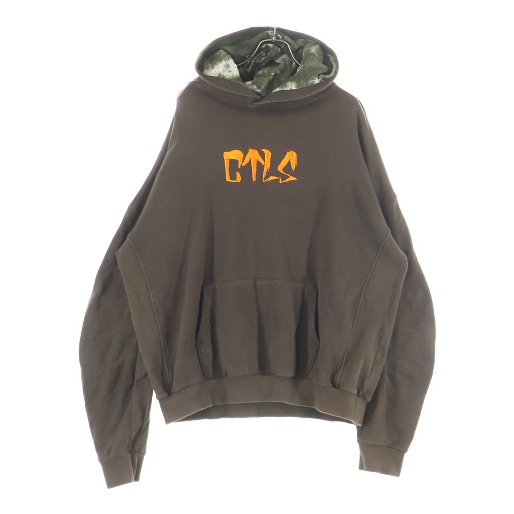 USUAL HOODIE 3Dロゴ スウェット プルオーバー パーカー ブラウン Bランク