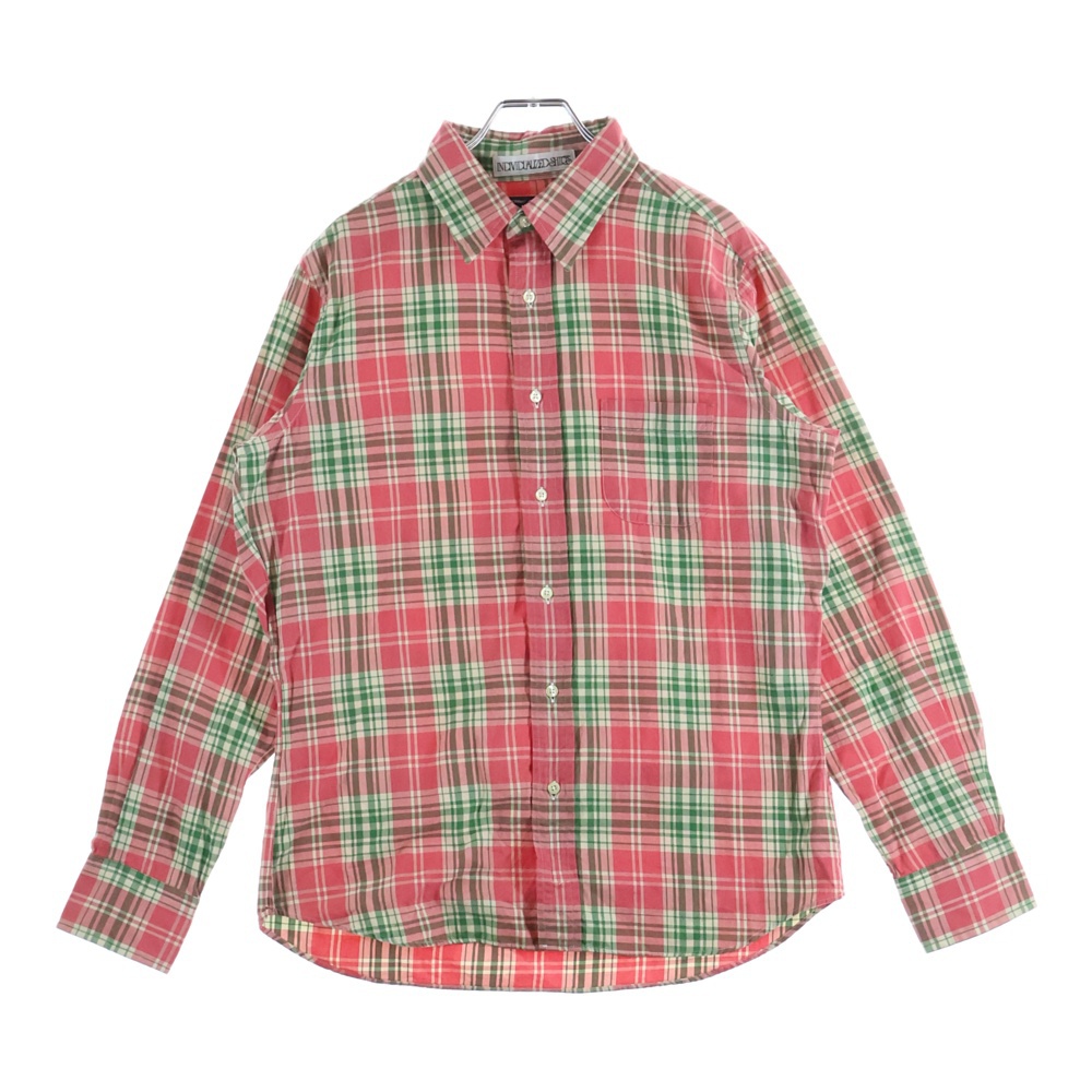 13AW AD2013 ×INDIVIDUALIZED SHIRTS インディビジュアライズド シャツ チェック柄 ロングスリーブ コットンシャツ レッド/グリーン HL-B017 Bランク