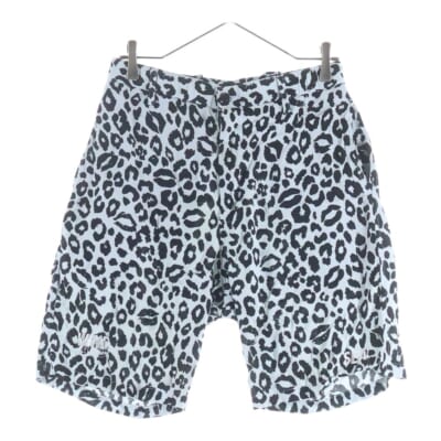24SS ×WIND AND SEA LEOPARD SHORTS ウィンダンシー レオパード レーヨンショーツ ハーフパンツ ライトブルー/ブラック 24MND-WAS004-40-022 Bランク