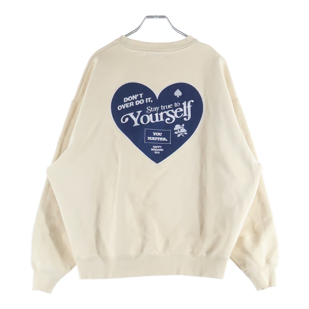 ロゴ刺繍 バックハートパッチ クルーネック スウェット トレーナー ベージュ WDS-O-HTSP-25-Q2-CS-06 Bランク