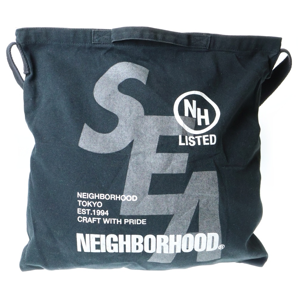 21SS ×NEIGHBORHOOD ネイバーフッド ロゴプリント トートバッグ ブラック 211ELWSN-CG01S Bランク
