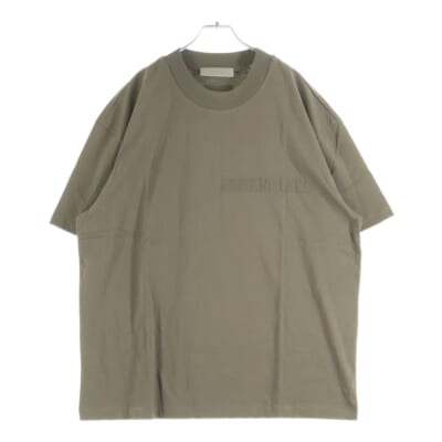 フロントロゴ モックネック半袖Tシャツ カットソー カーキ Aランク