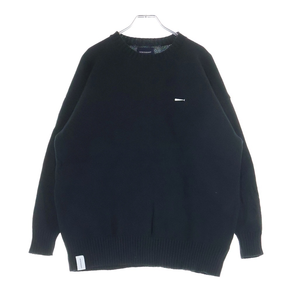 フロントロゴエンブロイダリー クルーネック ニットスウェット セーター ブラック Bランク