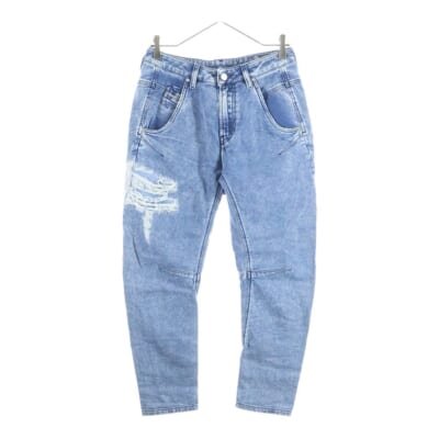 ダメージ加工 スキニーデニムパンツ ジーンズ レディース インディゴ Bランク