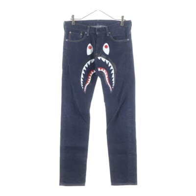 シャークプリント ストレッチ スキニーデニム パンツ インディゴ 001DPG201001X Bランク