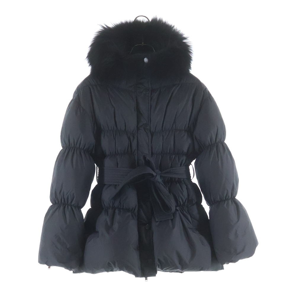 ×AKIRA NAKA アキラナカ AGENA アジェナ リムーバブルファー ジップアップ ナイロン ダウンジャケット レディース ブラック 192-D3320001N00-11620 Aランク