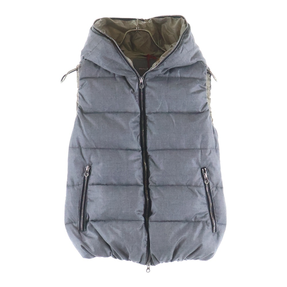 FEBEDUE フェべドゥエ フルジップ フーデッド ウールナイロンダウンベスト グレー 152-D.911.00.U/1087 Sランク