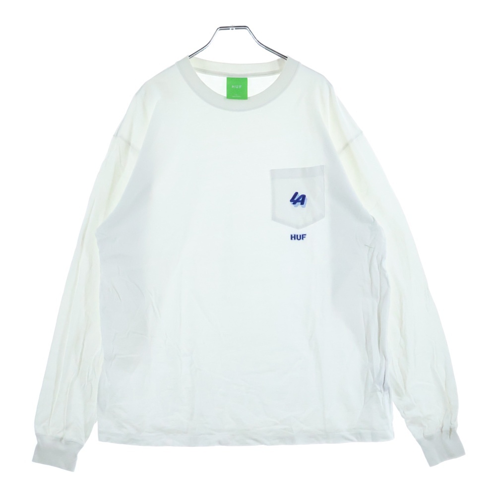 ロゴワッペン クルーネック長袖Tシャツ カットソー ホワイト Bランク