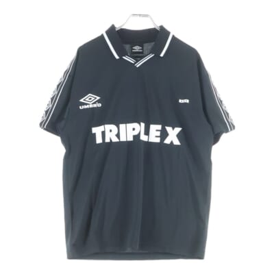 ×UMBRO TRIPLE X アンブロ フロントロゴ 半袖ゲームシャツ ブラック GX-A25-UCS-01 Sランク