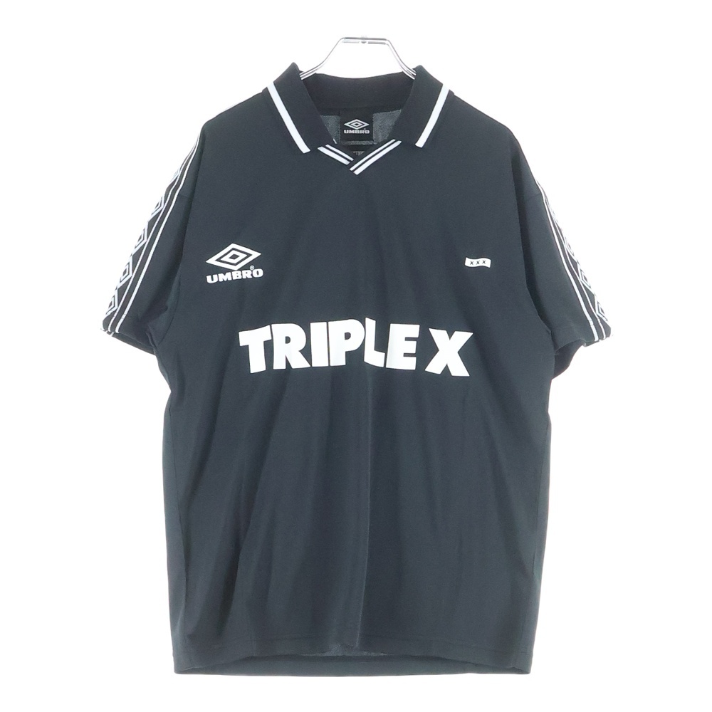 ×UMBRO TRIPLE X アンブロ フロントロゴ 半袖ゲームシャツ ブラック GX-A25-UCS-01 Sランク