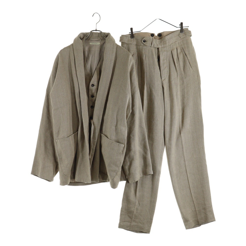 23SS スリーピース セットアップ ショールカラージャケット スラックスパンツ ジレベスト ベージュ Bランク