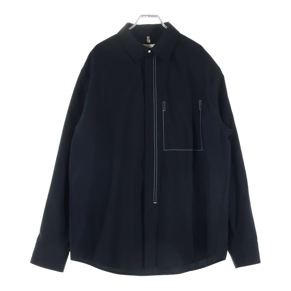 21SS IAN SHIRT ウール ジップアップ 長袖シャツ ブラック 52-01-11-01009 Bランク