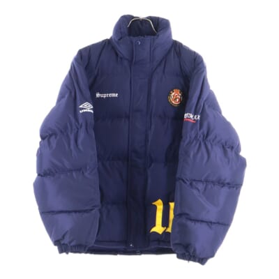 25AW ×Umbro Down Puffer Jacket アンブロ ロゴ刺繍 ダウン パファージャケット ネイビー Sランク