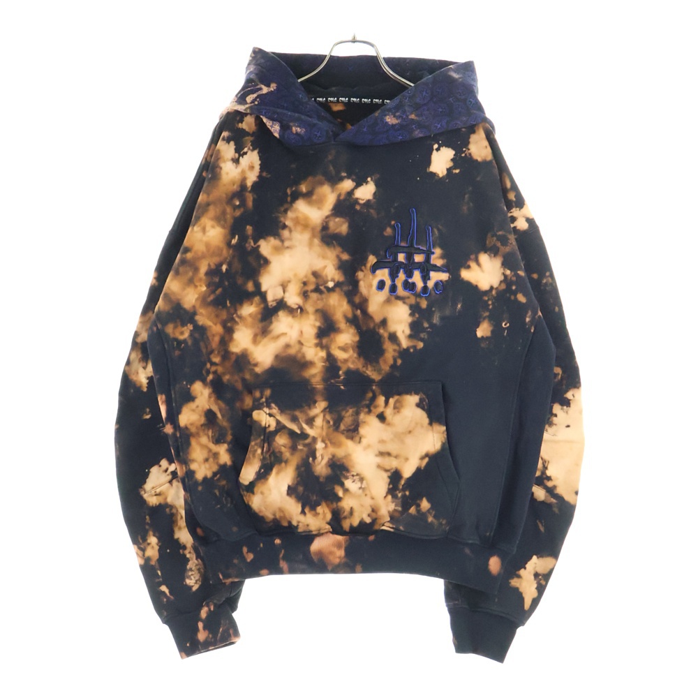 24AW ロゴ刺繍 タイダイ スウェットプルオーバーパーカー ブラック/ブラウン 240110EP02 Sランク