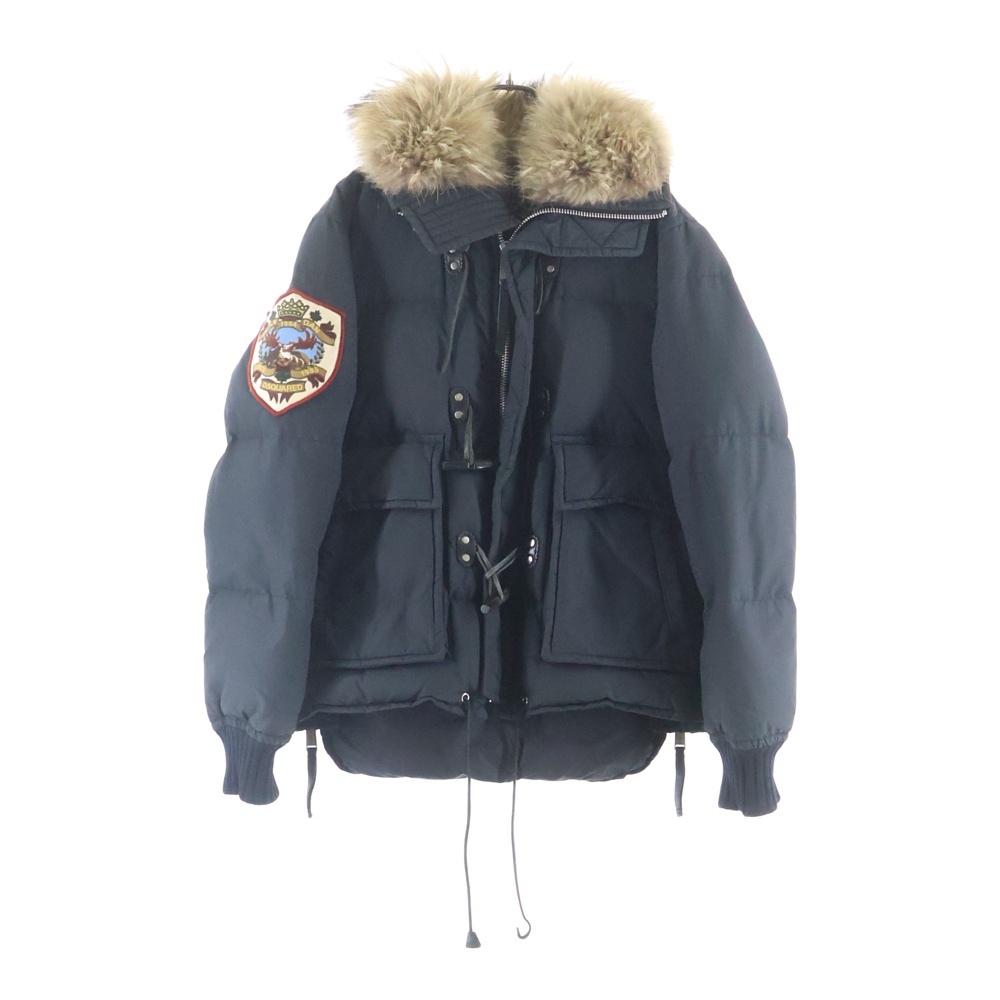 ファー付き ジップアップ ダウンジャケット ブラック Bランク