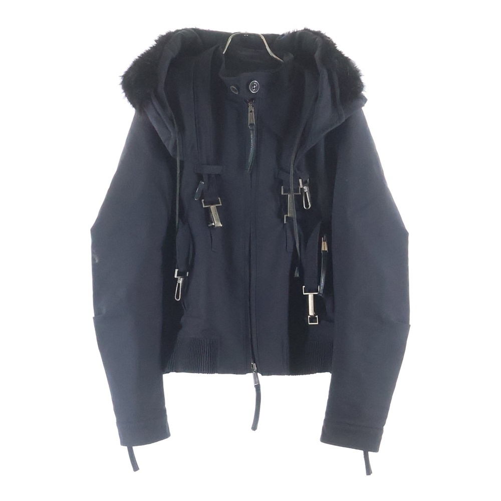 ファーフーデッド ジップアップ ジャケット ブラック Bランク