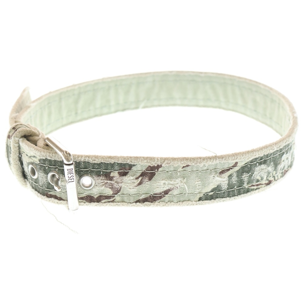 ダメージ加工 カモ柄 デニム ベルト インディゴ Aランク