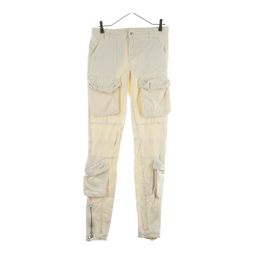 P-LAN スリム カーゴ デニム パンツ アイボリー A10794 レディース Aランク