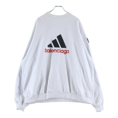 22AW ×adidas アディダス ロゴ刺繍 クルーネック プルオーバー スウェットトレーナー ホワイト 731777 Bランク