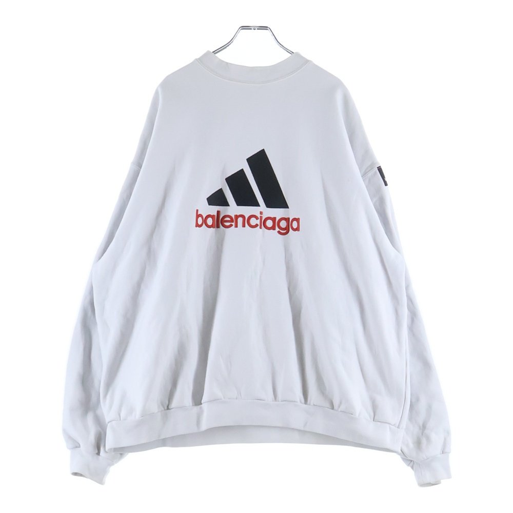 22AW ×adidas アディダス ロゴ刺繍 クルーネック プルオーバー スウェットトレーナー ホワイト 731777 Bランク