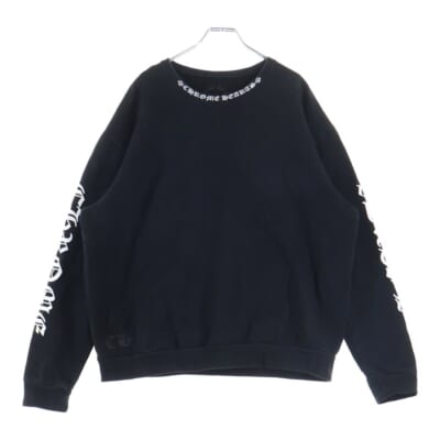 Neck Logo Crewneck Sweatshirt ネックロゴ クルーネックスウェットシャツ 袖ロゴプリントトレーナー ブラック Bランク