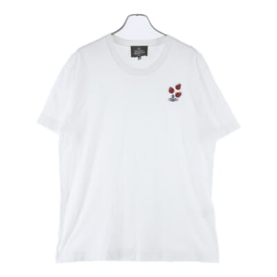 てんとう虫 オーブロゴ刺繍 クルーネック 半袖Tシャツ カットソー ホワイト VW-LP-86078 Bランク