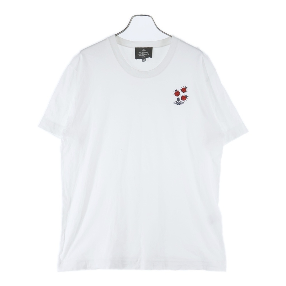 てんとう虫 オーブロゴ刺繍 クルーネック 半袖Tシャツ カットソー ホワイト VW-LP-86078 Bランク