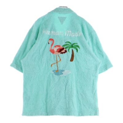 ロゴ刺繍 半袖 パイルシャツ カットソー ライトブルー Bランク