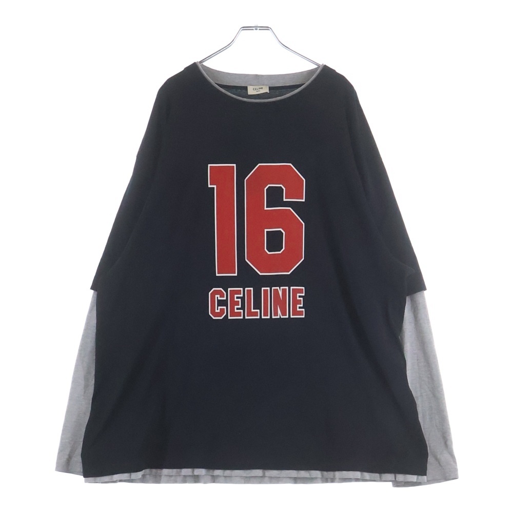 23SS Skater Cotton Jersey Tee 2X87E671Q レイヤードデザイン クルーネック ロングスリーブ 長袖Tシャツ ブラック/グレー Bランク