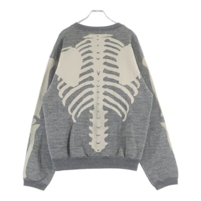 Charcoal Heather Fleece Big Crew Sweatshirt チャコール杢裏毛 ボーンプリント クルーネックスウェットトレーナー グレー EK-1059 Aランク